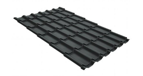 Металлочерепица классик GL 0,5 GreenCoat Pural RR 23 темно-серый (RAL 7024 мокрый асфальт) купить в Киришах