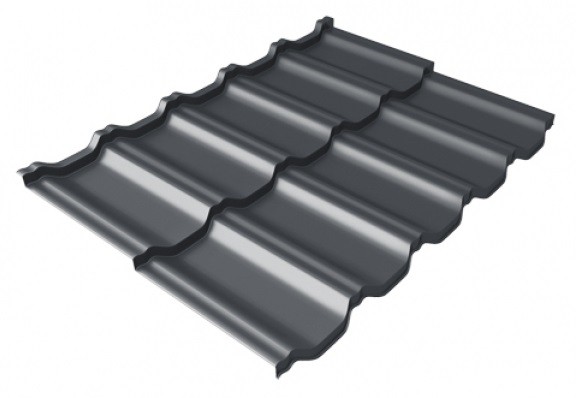Металлочерепица модульная Квинта Uno Grand Line c 3D резом 0,5 Satin Мatt RAL 7024 мокрый асфальт купить в Киришах