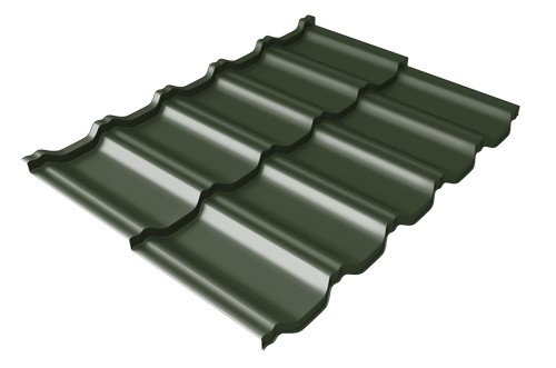 Металлочерепица модульная Квинта Uno Grand Line c 3D резом 0,5 GreenСoat Pural RR 11 темно-зеленый (RAL 6020 хромовая зелень) купить в Киришах