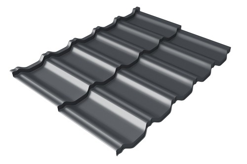 Металлочерепица модульная Квинта Uno Grand Line c 3D резом 0,5 Quarzit lite RAL 7024 мокрый асфальт купить в Киришах