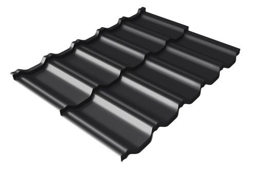 Металлочерепица модульная Квинта Uno Grand Line c 3D резом 0,5 GreenСoat Pural Matt RR 33 черный (RAL 9005 черный) купить в Киришах