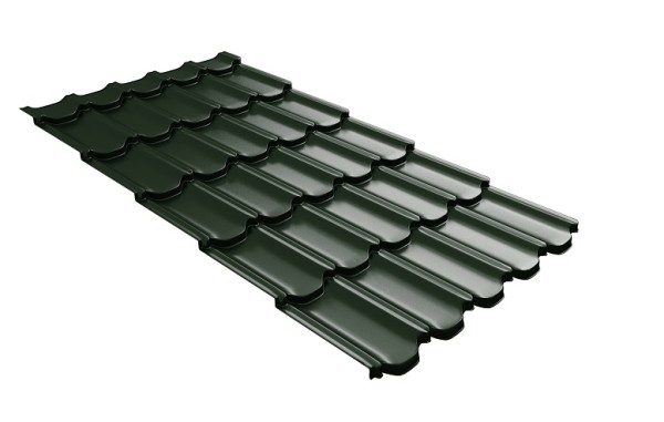 Металлочерепица квинта плюс с 3D резом 0,5 GreenСoat Pural RR 11 темно-зеленый (RAL 6020 хромовая зелень) купить в Киришах