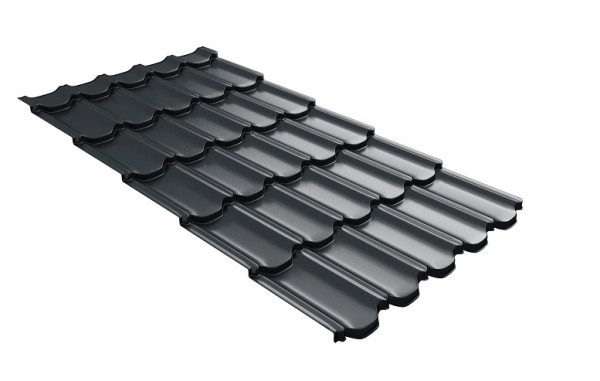 Металлочерепица квинта плюс с 3D резом 0,5 Satin RAL 7016 антрацитово-серый купить в Киришах