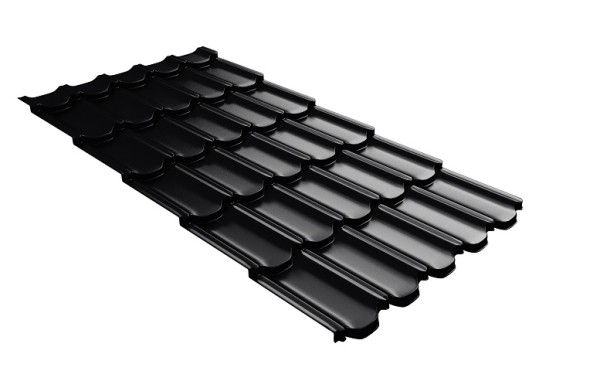 Металлочерепица квинта плюс с 3D резом 0,5 Satin Мatt RAL 9005 черный купить в Киришах