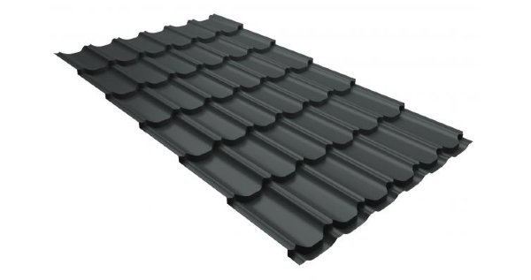 Металлочерепица квинта плюс 0,5 GreenCoat Pural RR 23 темно-серый (RAL 7024 мокрый асфальт) купить в Киришах